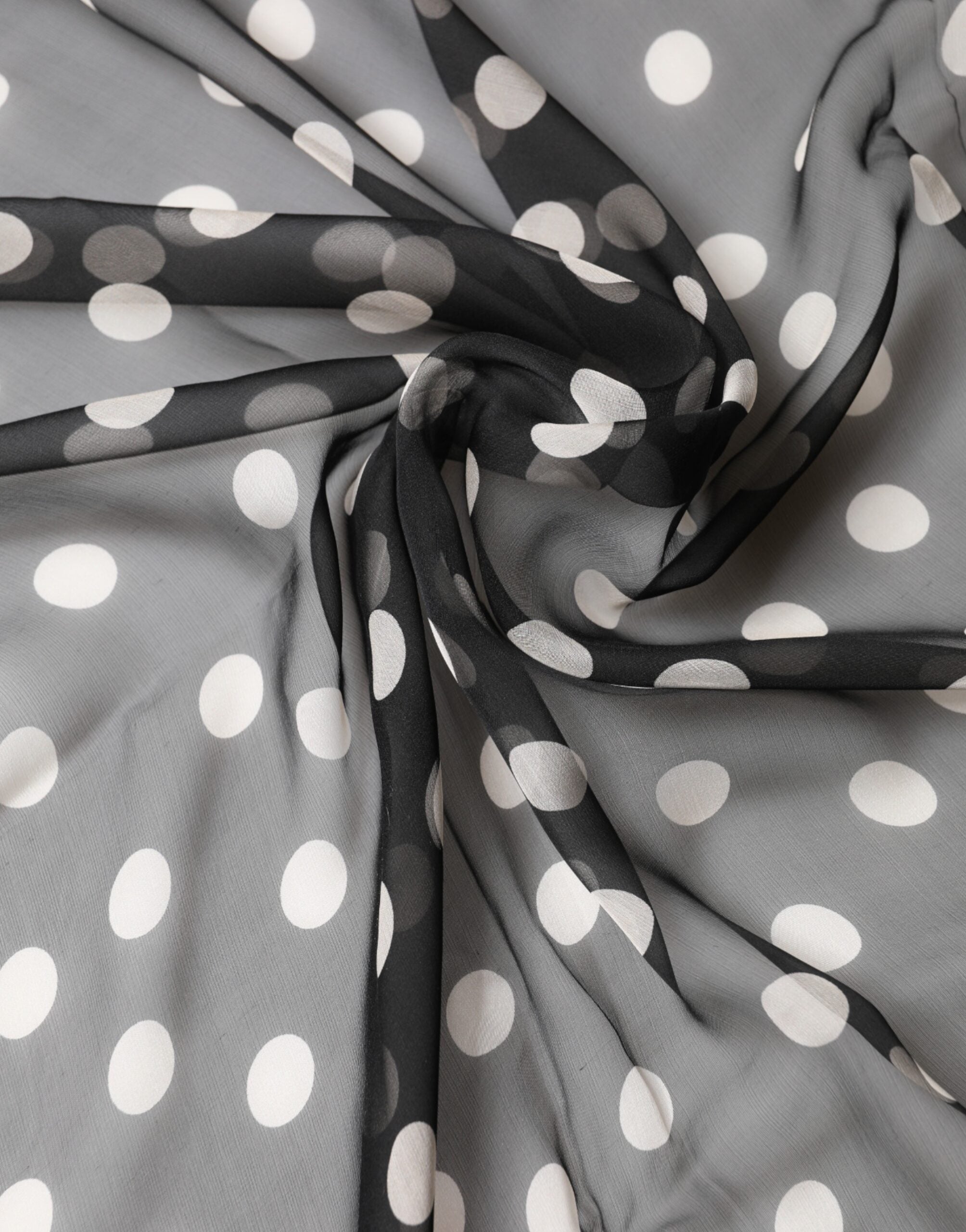 Dolce & Gabbana Black Silk Polka Dot Scarf 205cm x 137cm
