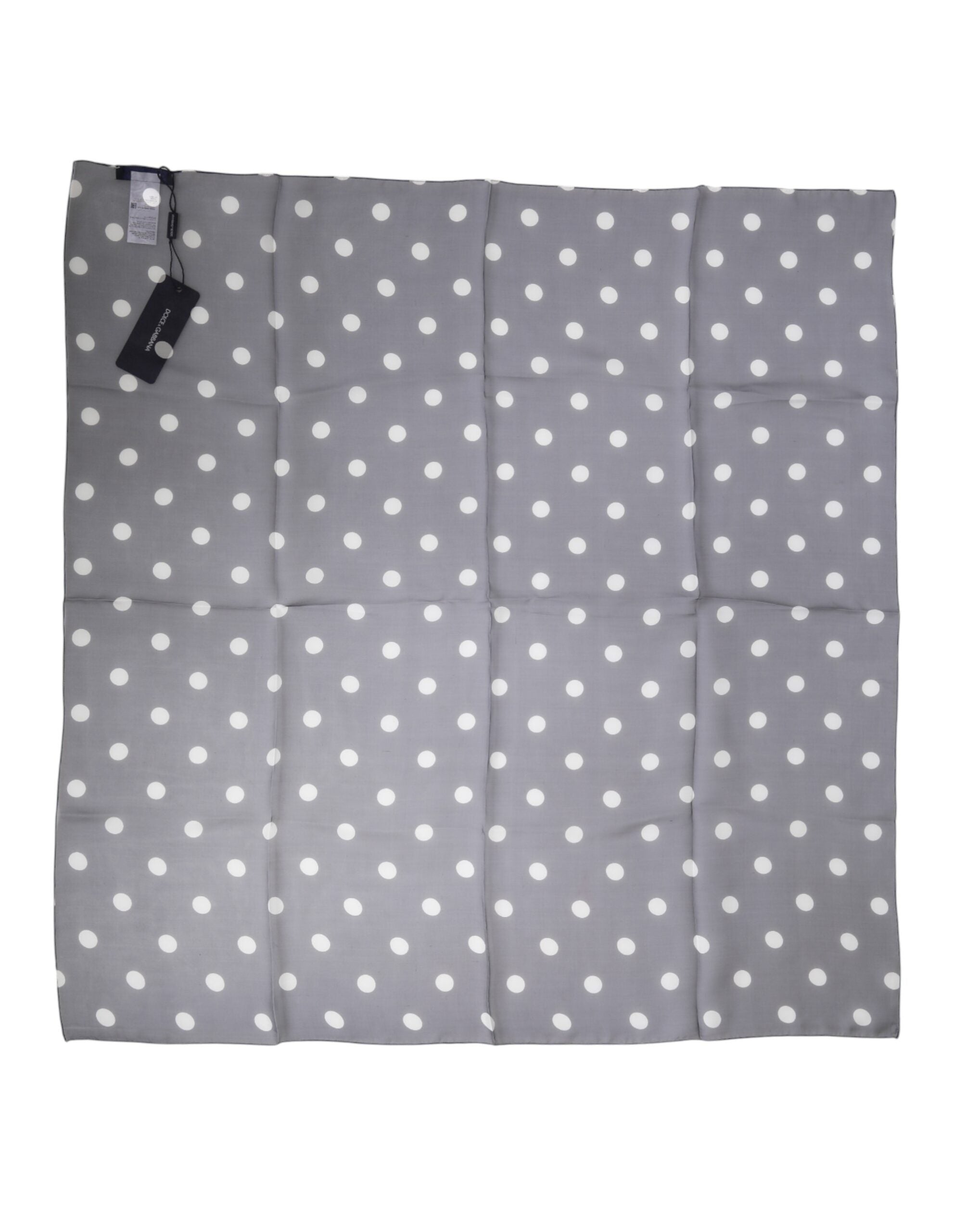 Dolce & Gabbana Blue Polka Dot Silk Scarf 91.5 cm x 89.5 cm