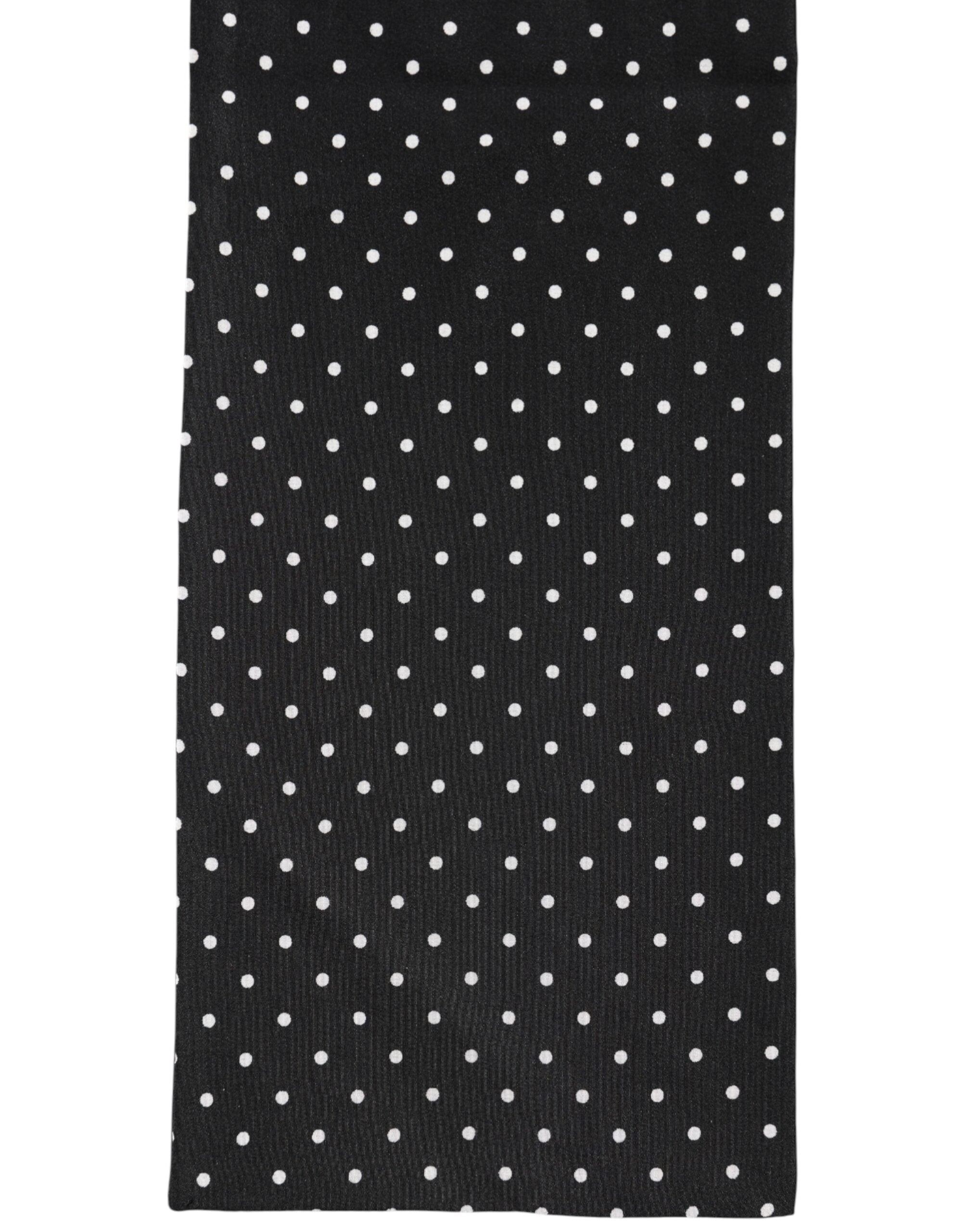 Dolce & Gabbana Black Polka Dot Neck Scarf Foulard 133.5 cm x 12.5 cm