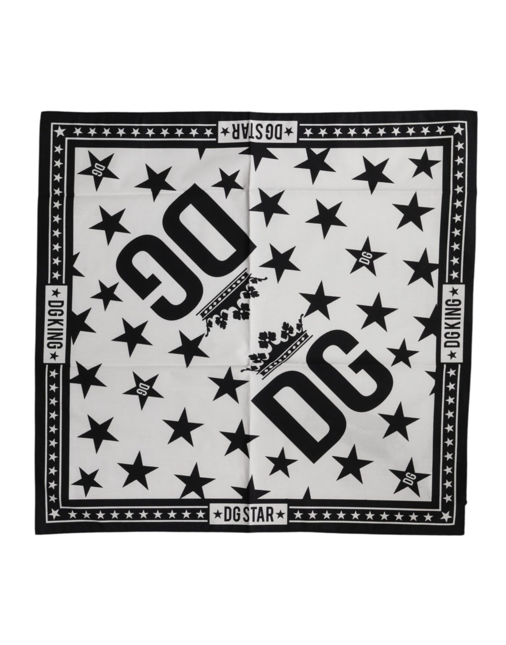 Dolce & Gabbana Weißer DG Crown Print Foulard Schal 52cm x 50,5cm