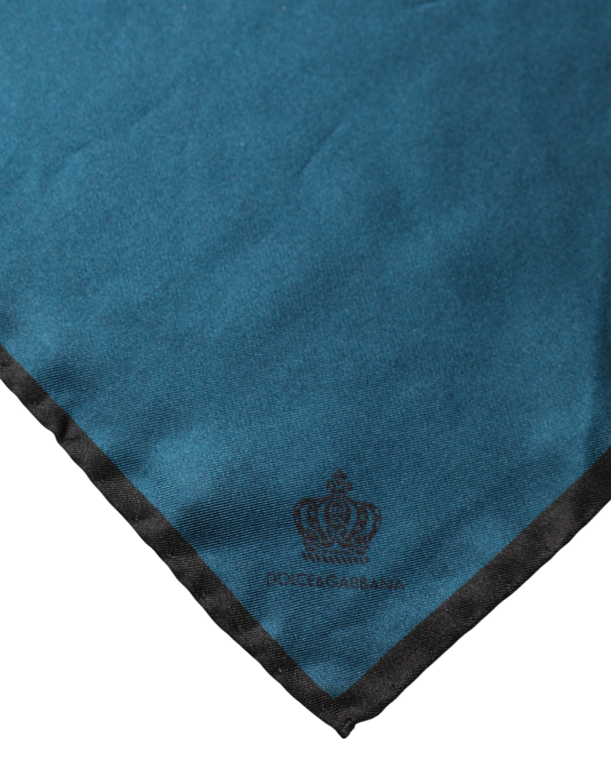 Dolce & Gabbana Blaues Seiden-Einstecktuch mit Motiv