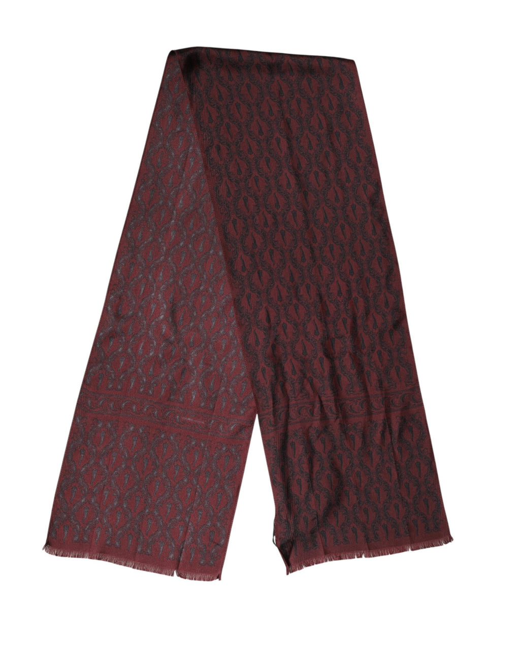 Dolce & Gabbana Maroon Patterned Silk Wrap Foulard Herren 133cm x 22cm Schal