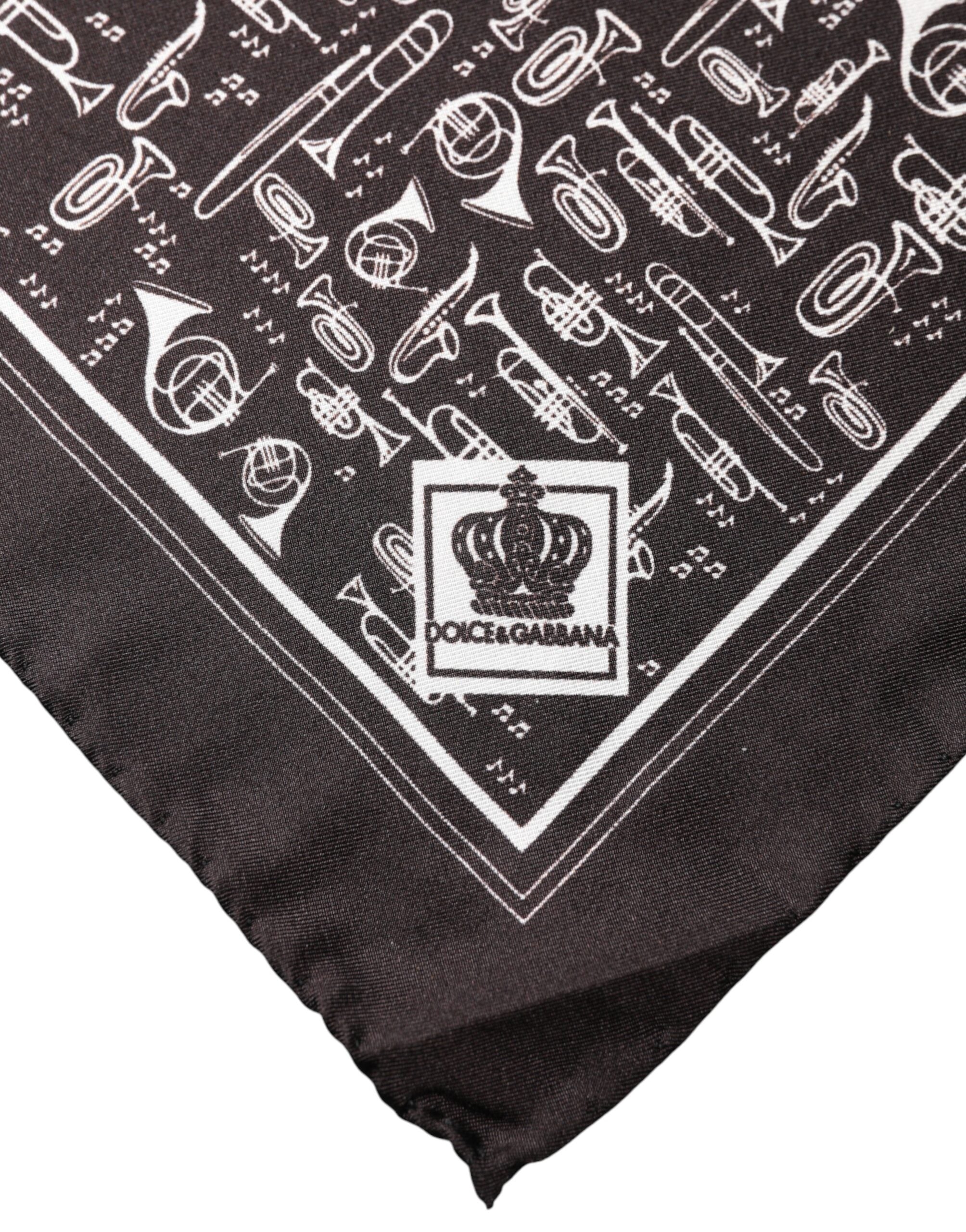 Dolce & Gabbana Braunes Jazz Club Einstecktuch Herren 32cm x 31cm Schal