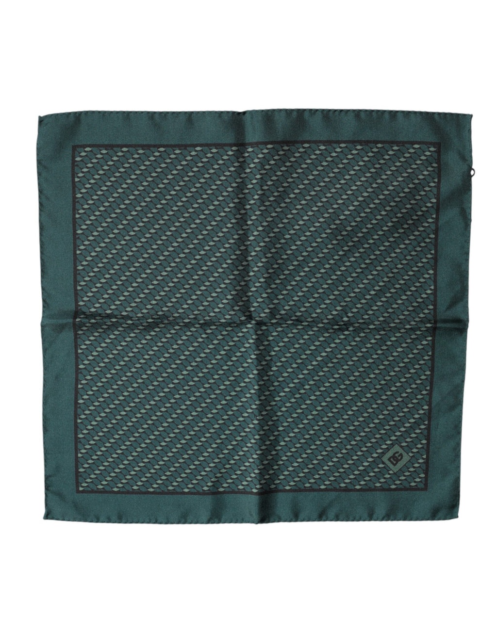 Dolce & Gabbana Dark Green Patterned Silk Scarf 32cm x 31cm
