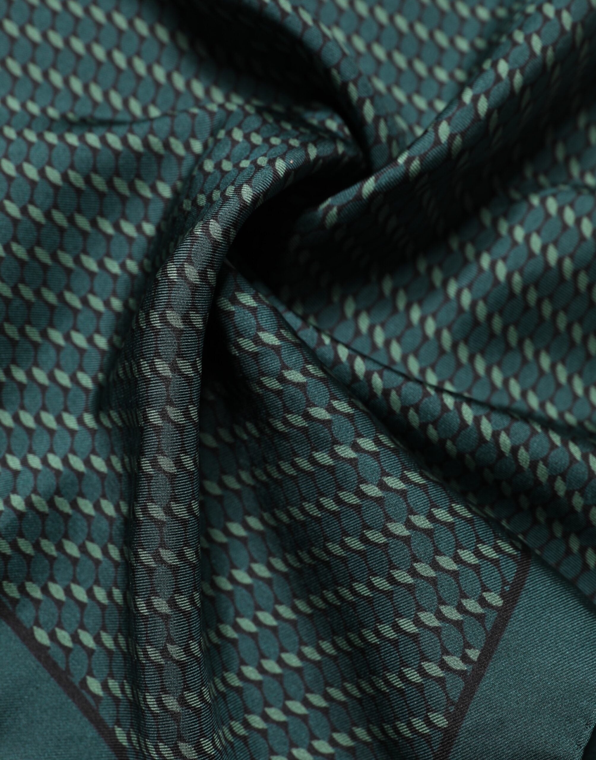 Dolce & Gabbana Dark Green Patterned Silk Scarf 32cm x 31cm
