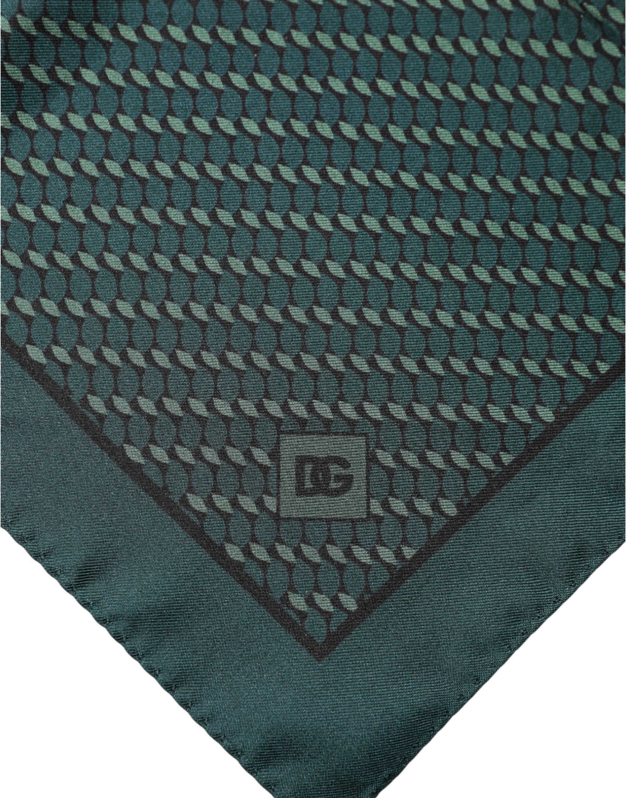 Dolce & Gabbana Dark Green Patterned Silk Scarf 32cm x 31cm