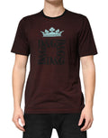 Dolce & Gabbana Men's Maroon DG Crown Cotton Crew-Neck T-Shirt