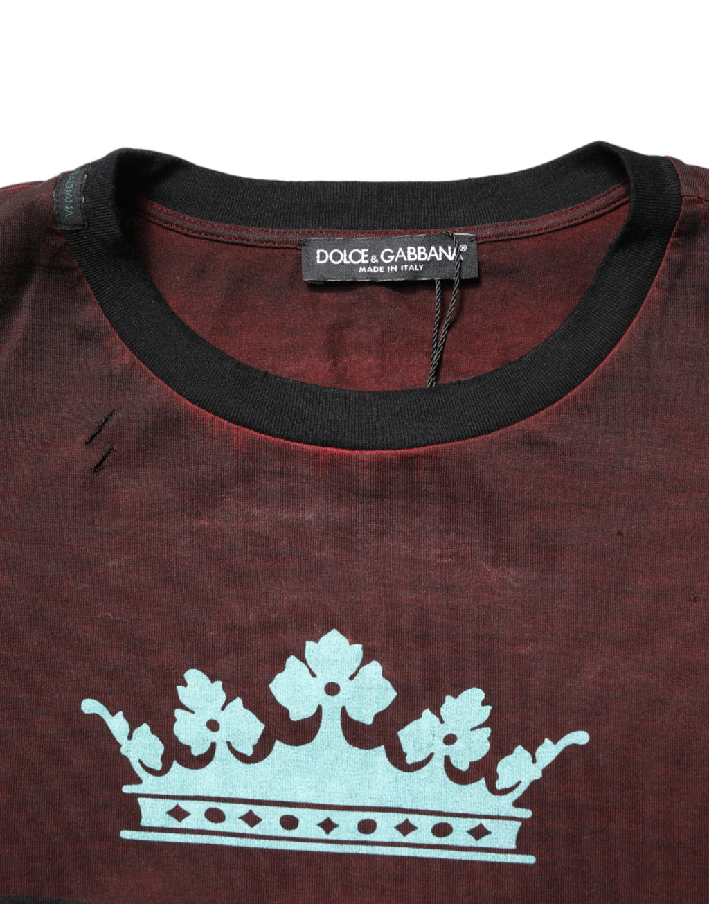 Dolce & Gabbana Men's Maroon DG Crown Cotton Crew-Neck T-Shirt