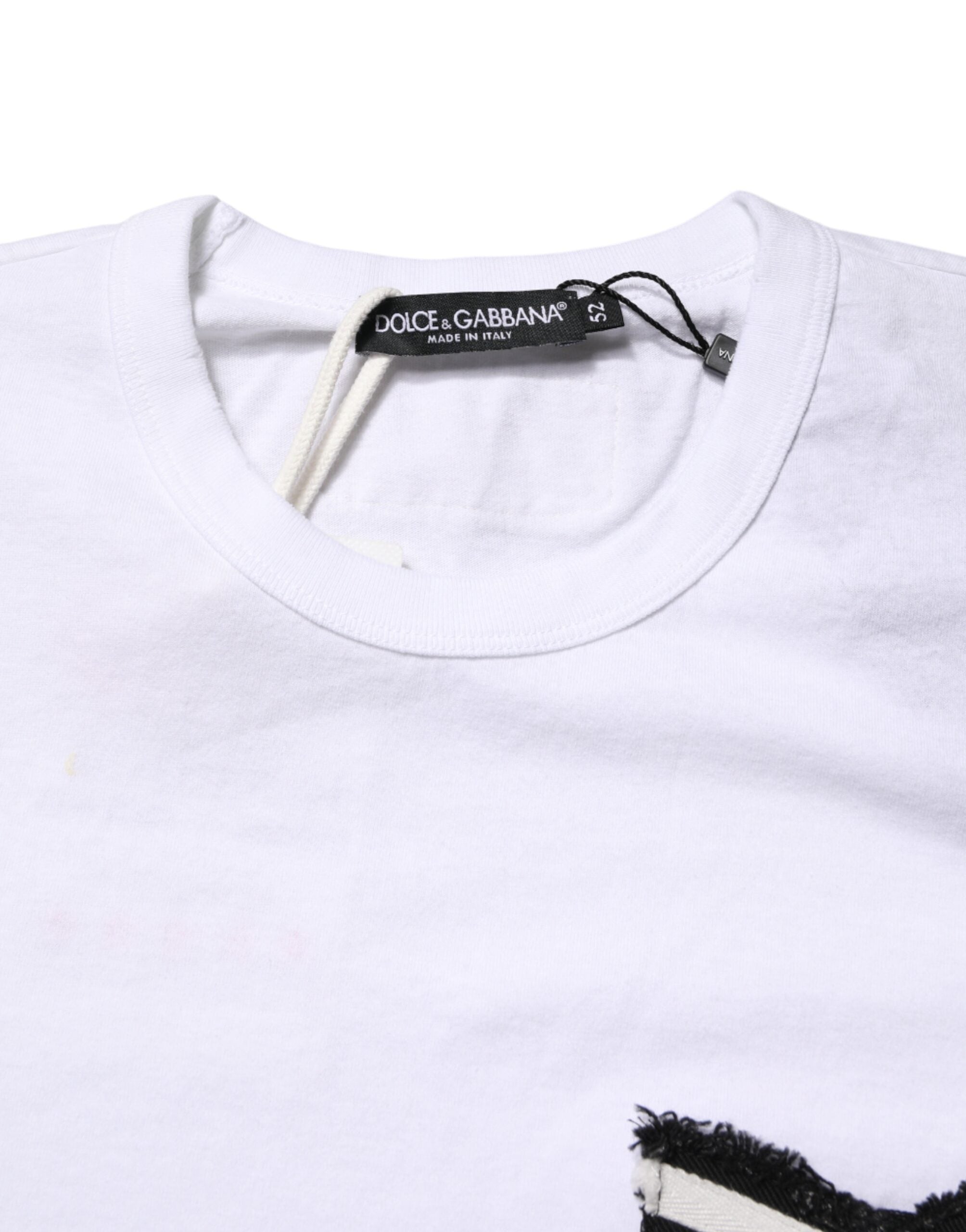 Dolce & Gabbana White Striped Cotton Crew Neck T-Shirt