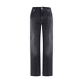 7FOR Black Straight Leg Cotton Jeans
