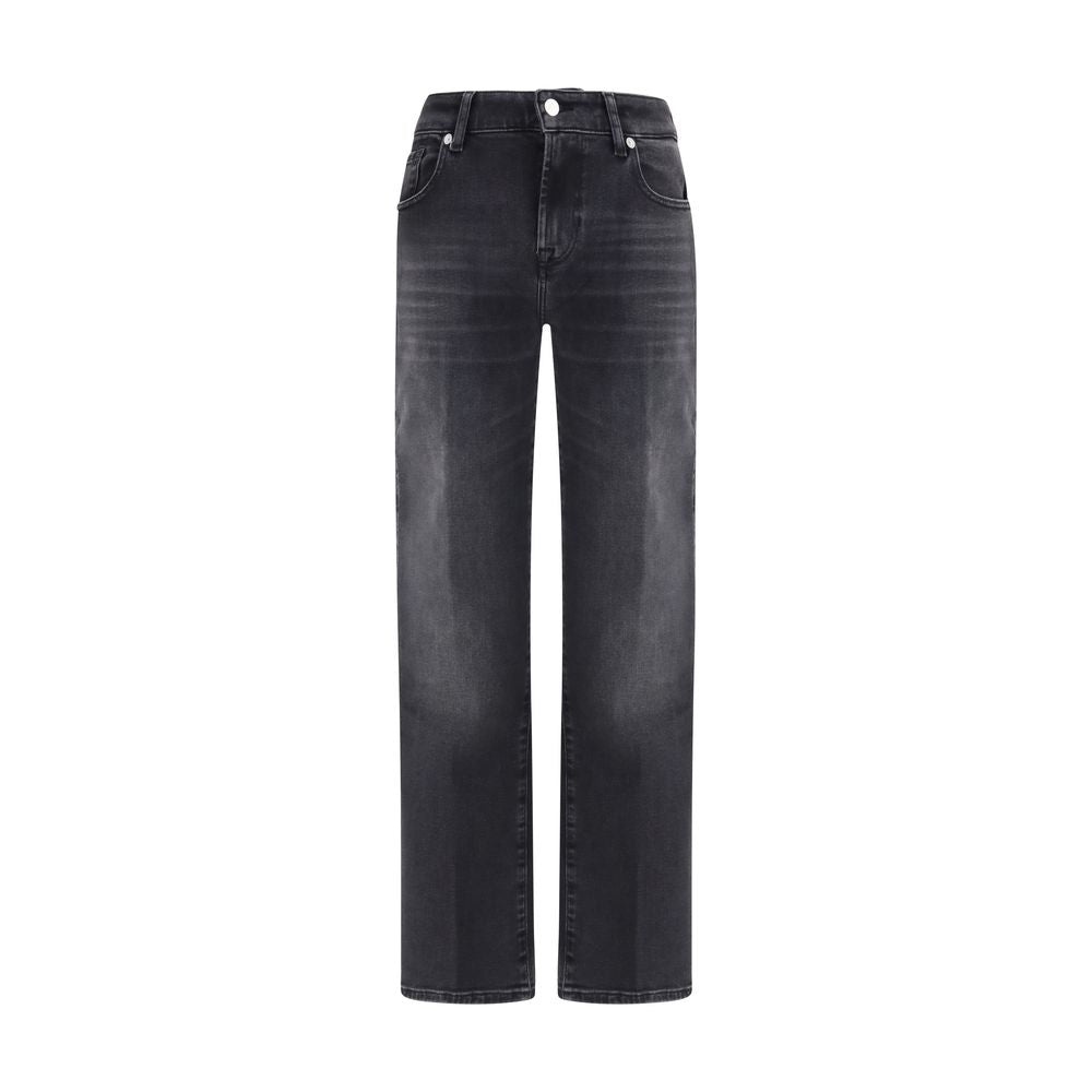 7FOR Black Straight Leg Cotton Jeans