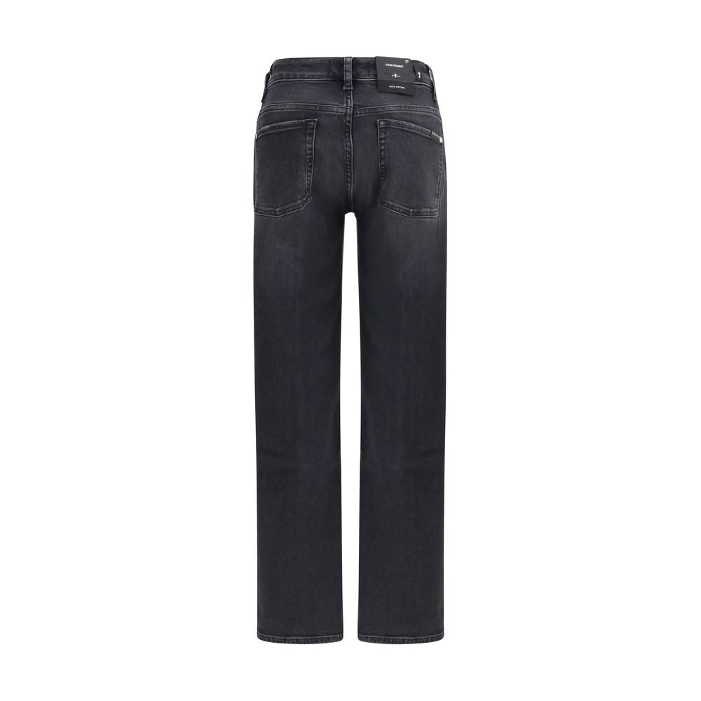 7FOR Black Straight Leg Cotton Jeans