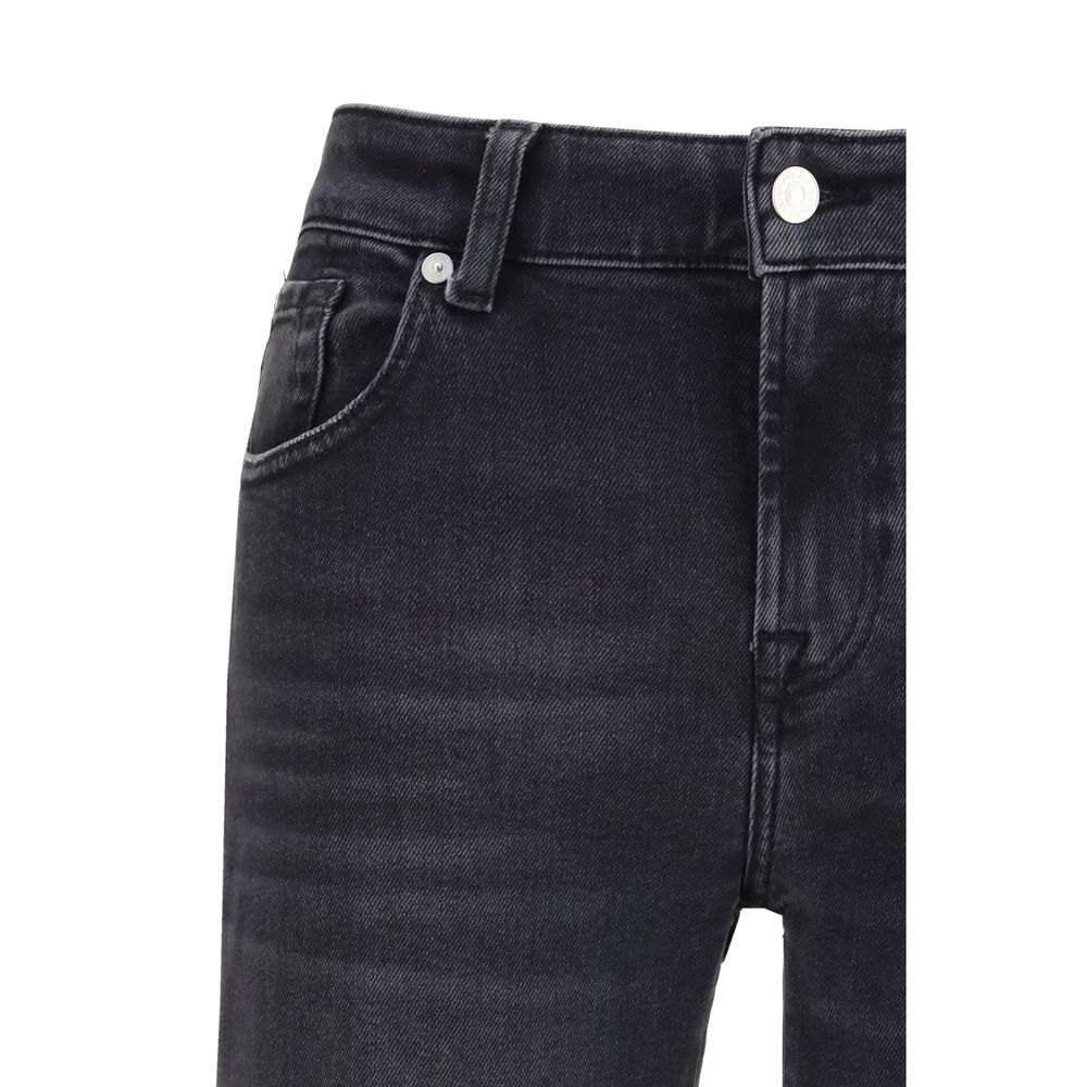 7FOR Black Straight Leg Cotton Jeans