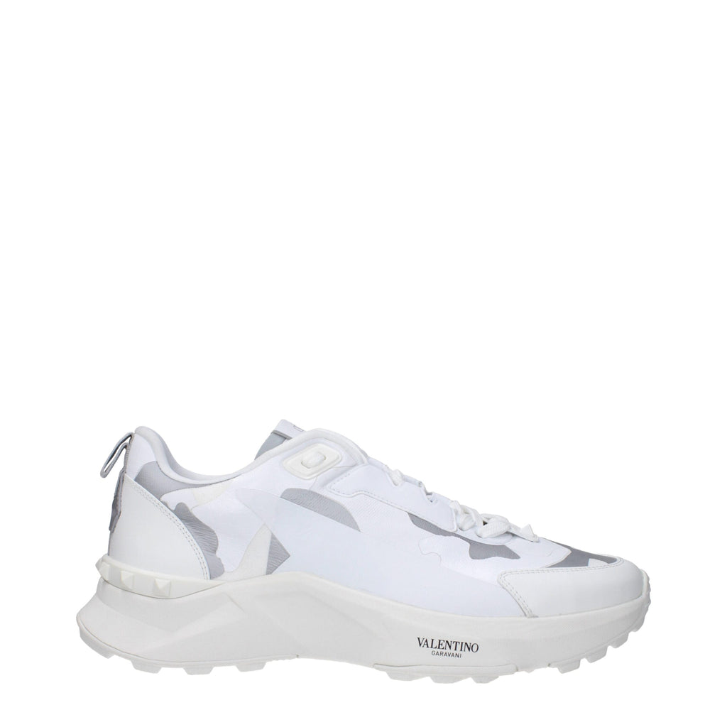 Valentino Garavani White Fabric Athletic-Look Sneakers