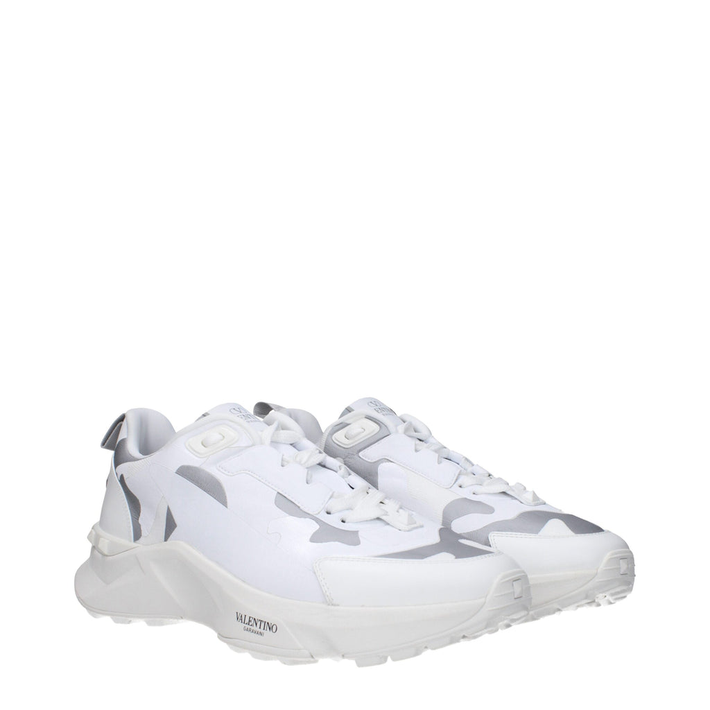 Valentino Garavani White Fabric Athletic-Look Sneakers