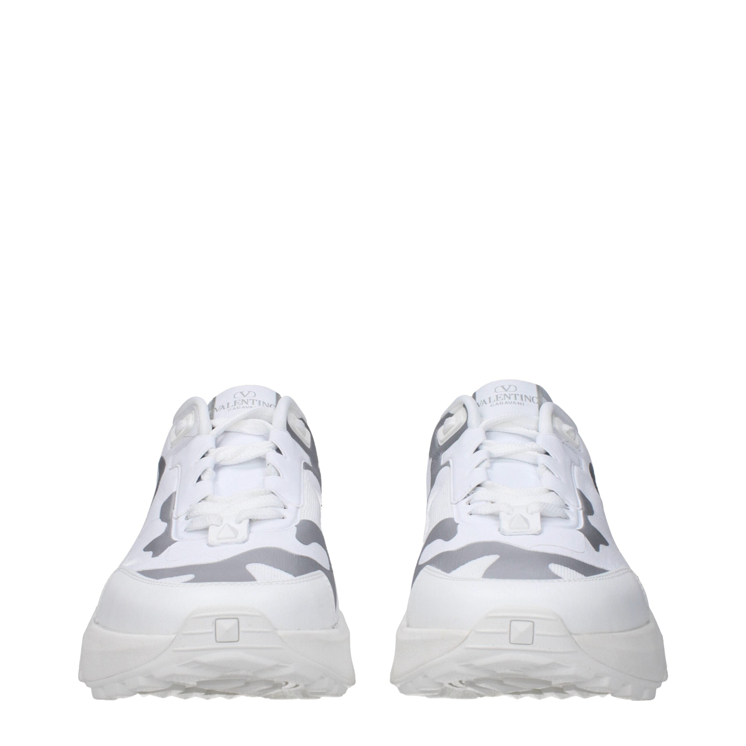 Valentino Garavani White Fabric Athletic-Look Sneakers