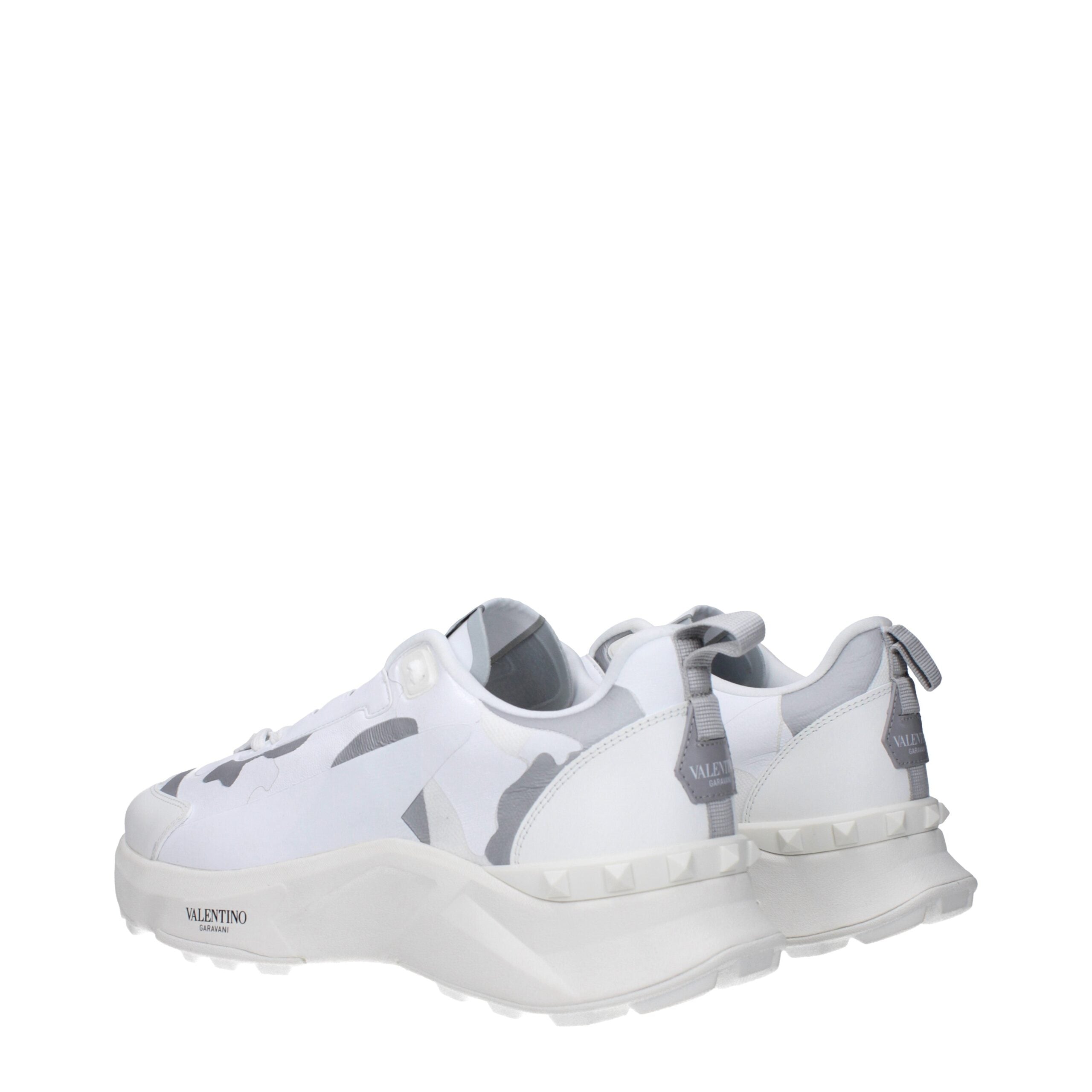 Valentino Garavani White Fabric Athletic-Look Sneakers
