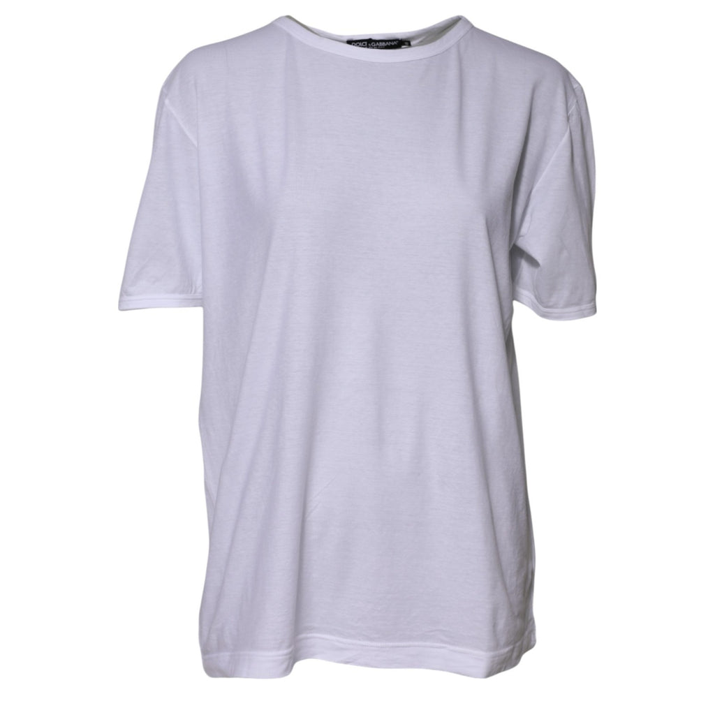 Dolce & Gabbana Weißes T-Shirt aus Baumwolle mit Rundhalsausschnitt und kurzen Ärmeln