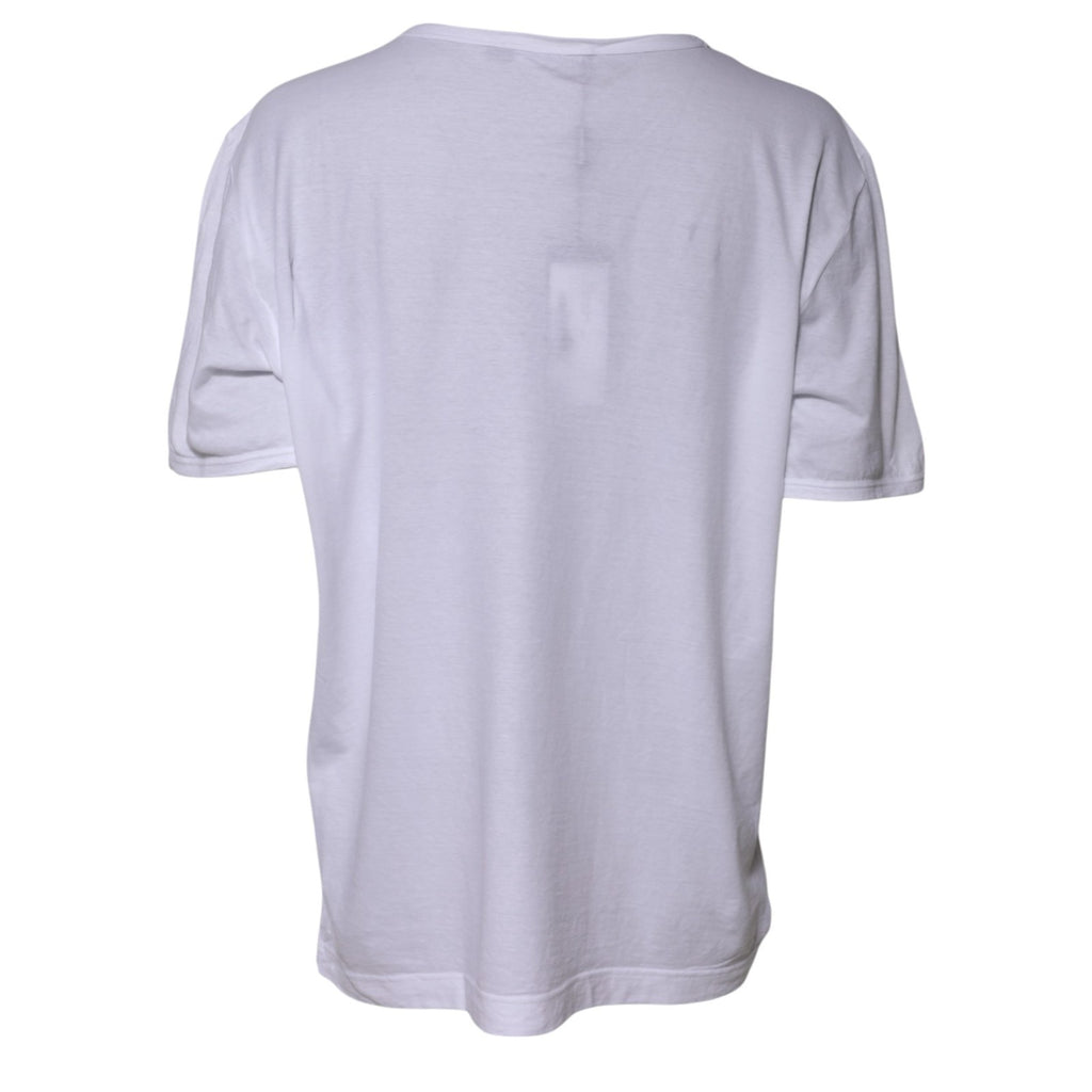 Dolce & Gabbana Weißes T-Shirt aus Baumwolle mit Rundhalsausschnitt und kurzen Ärmeln