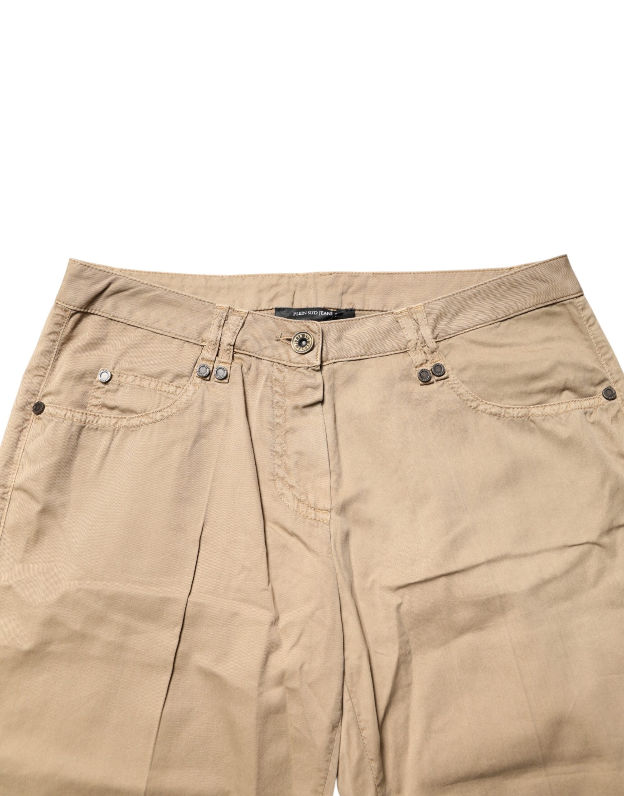 PLEIN SUD Beige Straight Cotton Stretch Chino Hose