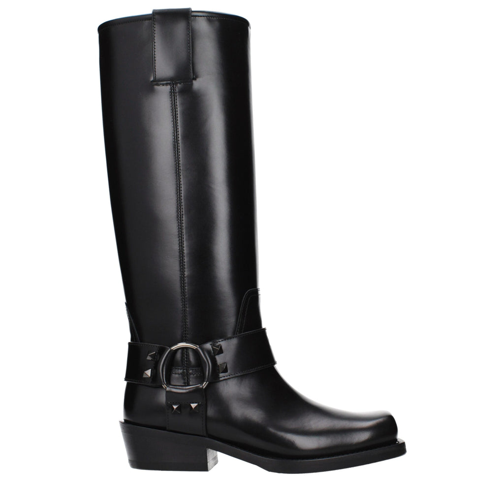 Valentino Garavani Schwarze Lederstiefel