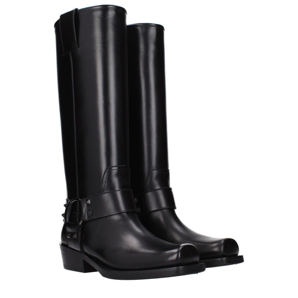Valentino Garavani Schwarze Lederstiefel