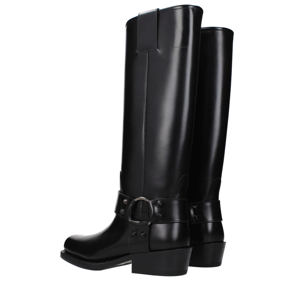 Valentino Garavani Schwarze Lederstiefel