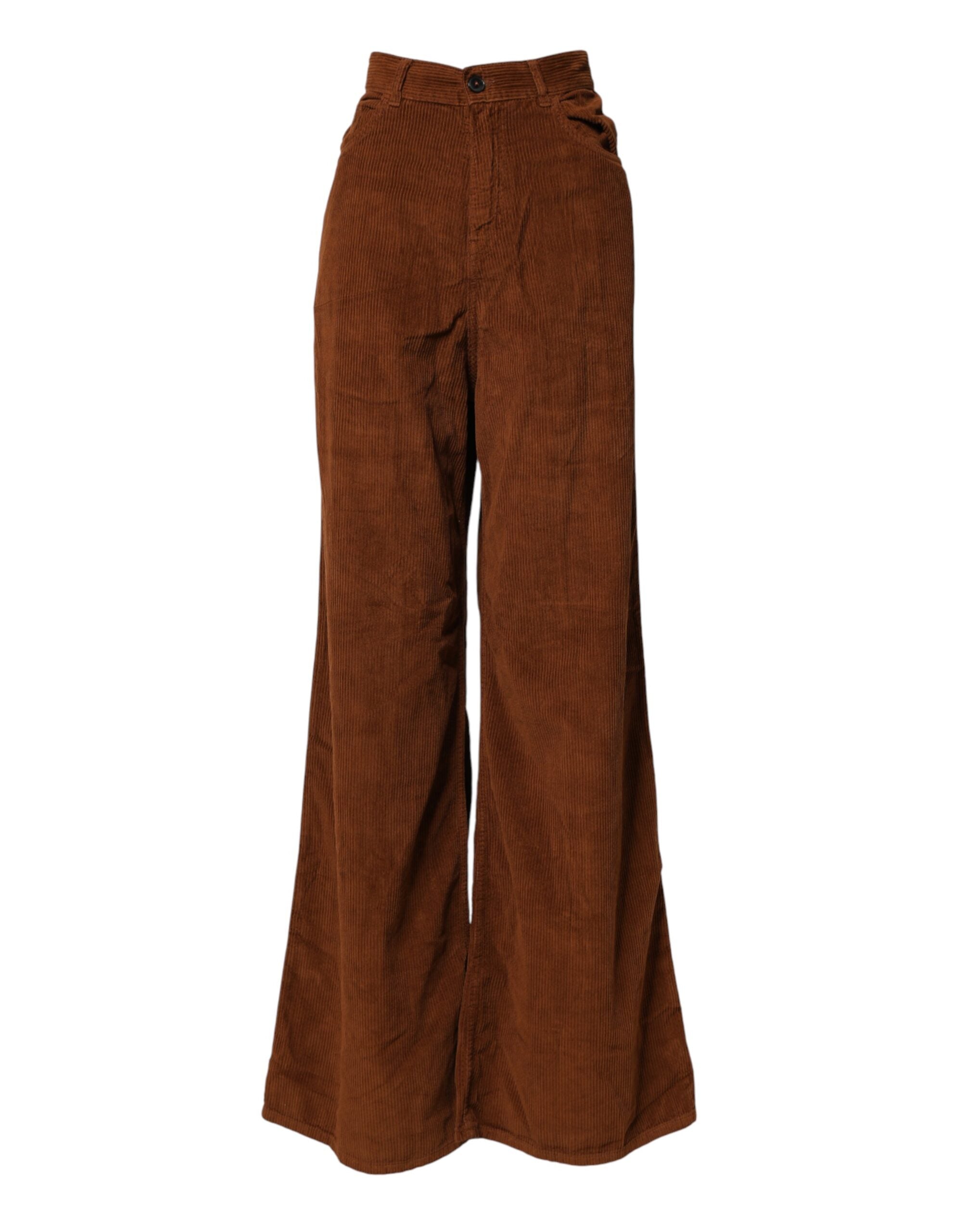 Jucca Braune Cord-Jeans mit weitem Bein und hoher Taille