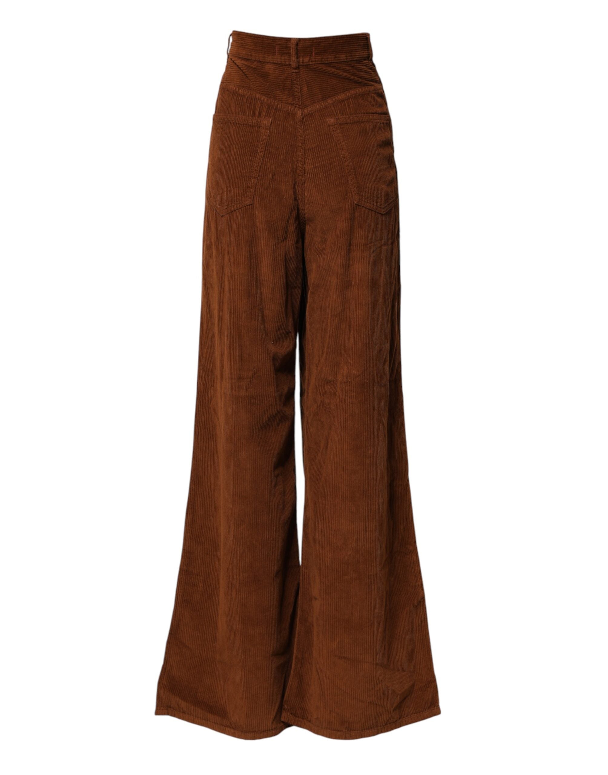 Jucca Braune Cord-Jeans mit weitem Bein und hoher Taille