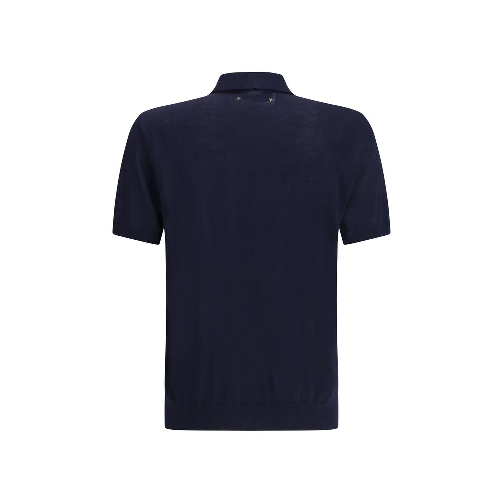 Golden Goose blue Merino wool polo shirt