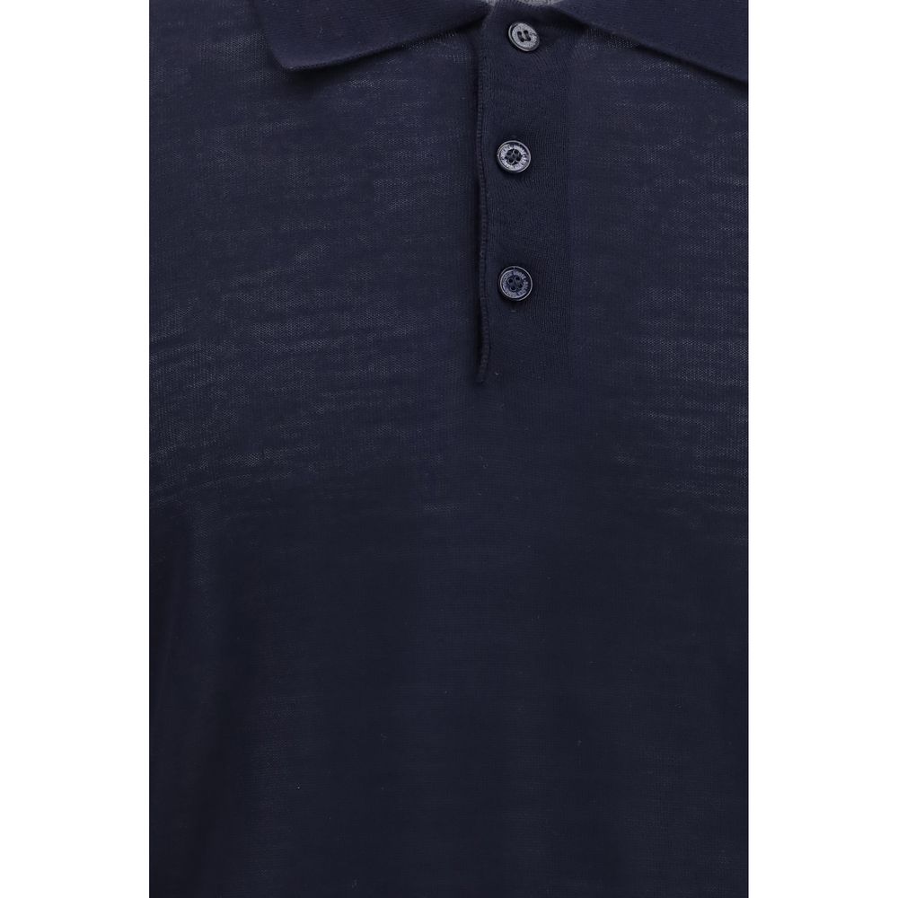 Golden Goose blue Merino wool polo shirt