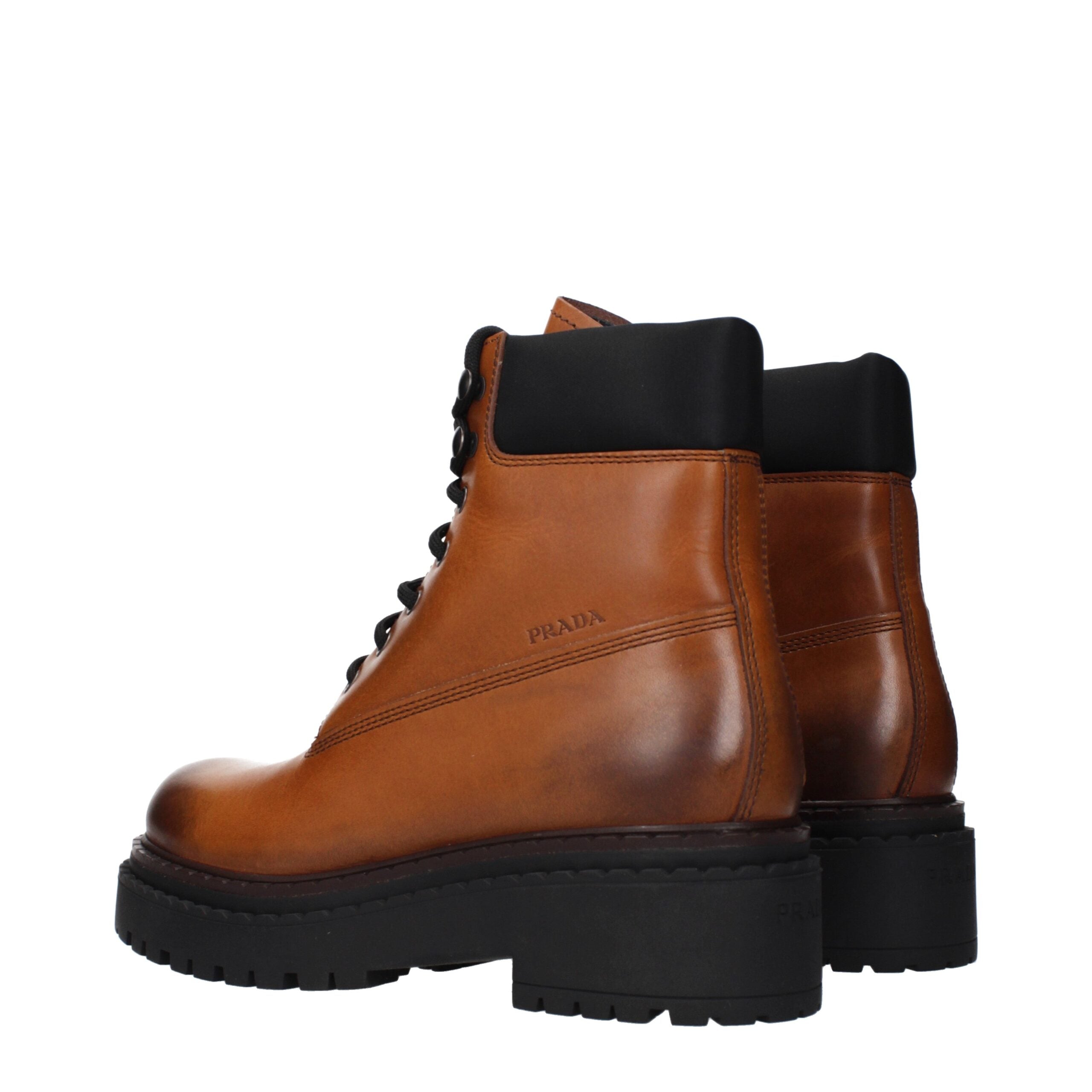 Prada Braune Lederstiefeletten