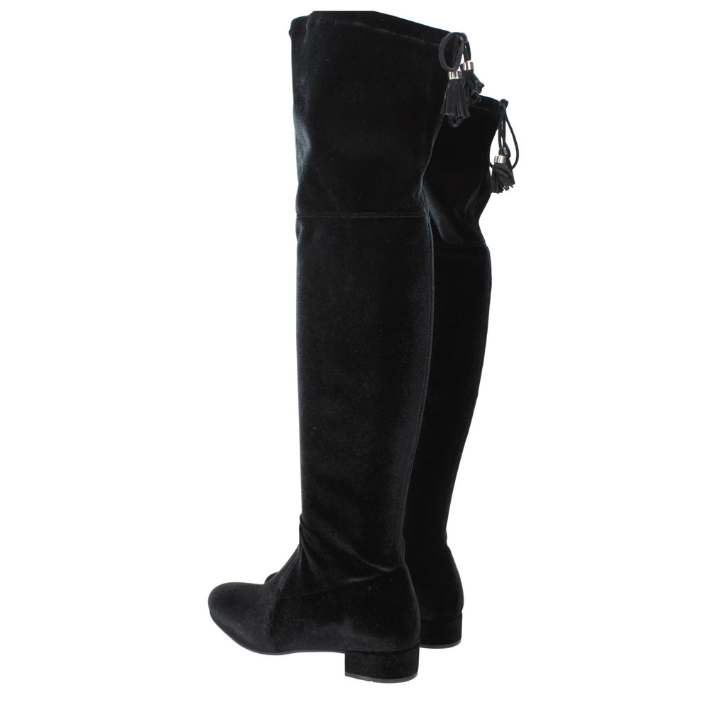 Prada Schwarze Overknee-Stiefel aus Samt