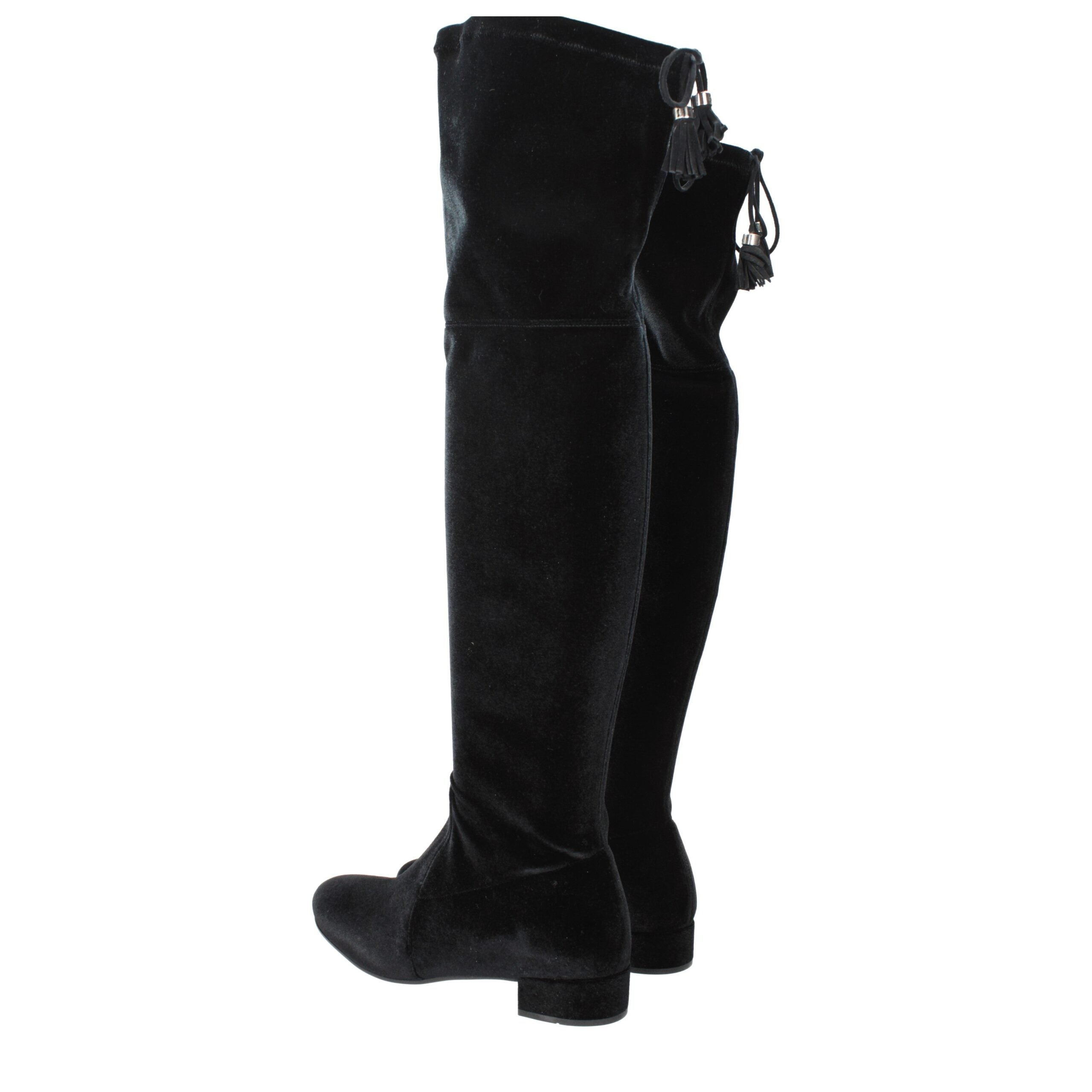 Prada Schwarze Overknee-Stiefel aus Samt