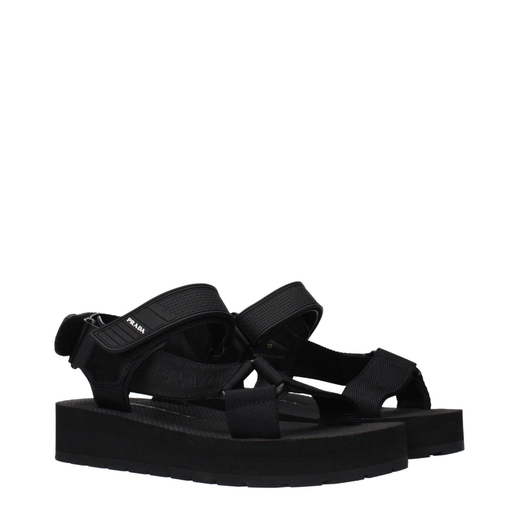 Prada Schwarze Sandalen aus Stoff