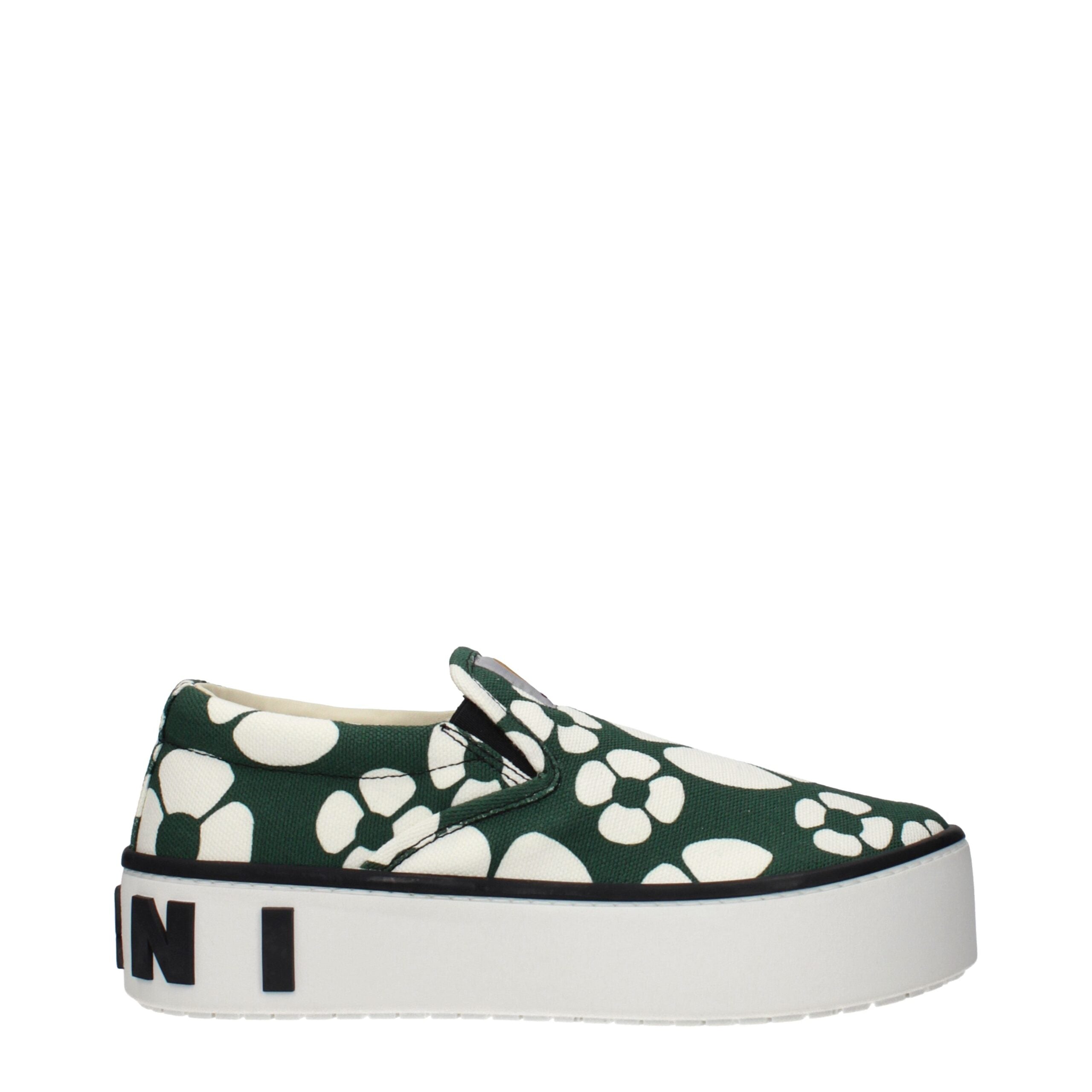 Marni Grüne Stoff-Slipper