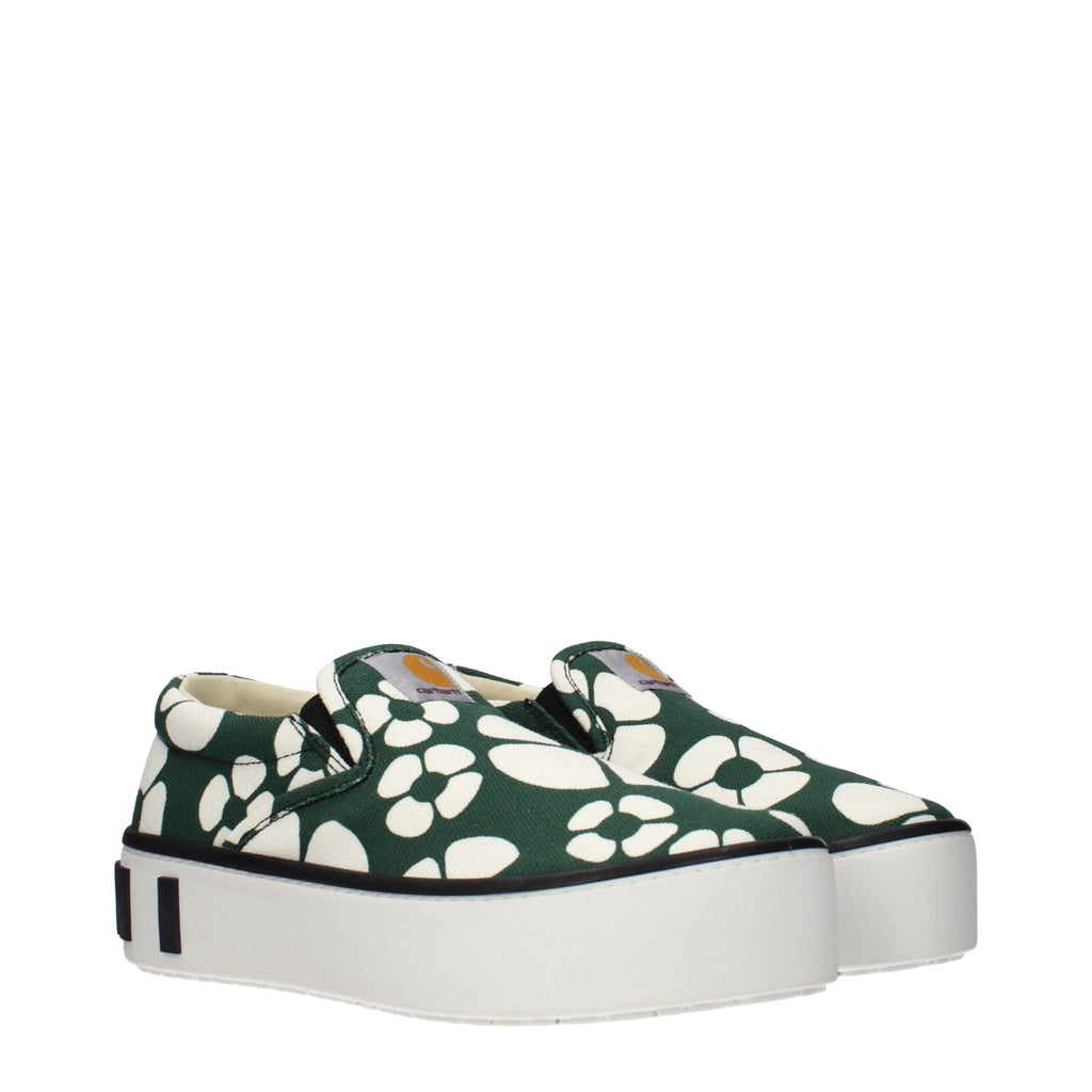 Marni Grüne Stoff-Slipper