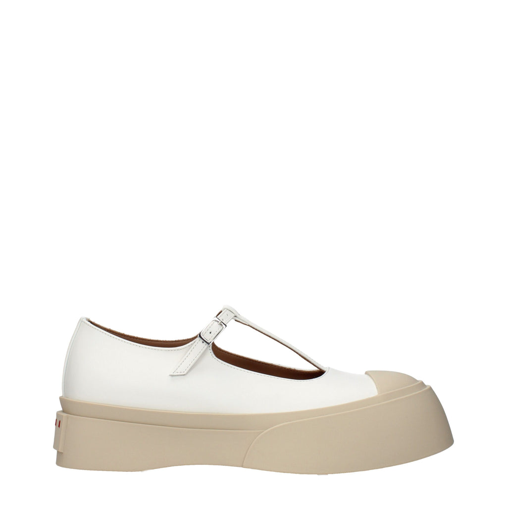 Marni Weiße Loafer aus Leder zum Hineinschlüpfen