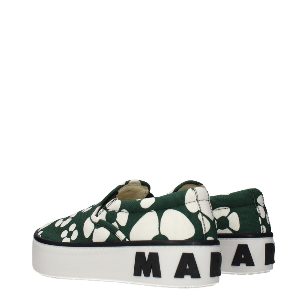 Marni Grüne Stoff-Slipper