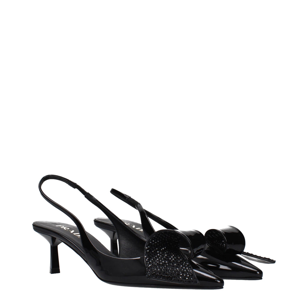 Prada Schwarze Leder-Stiletto-Sandalen