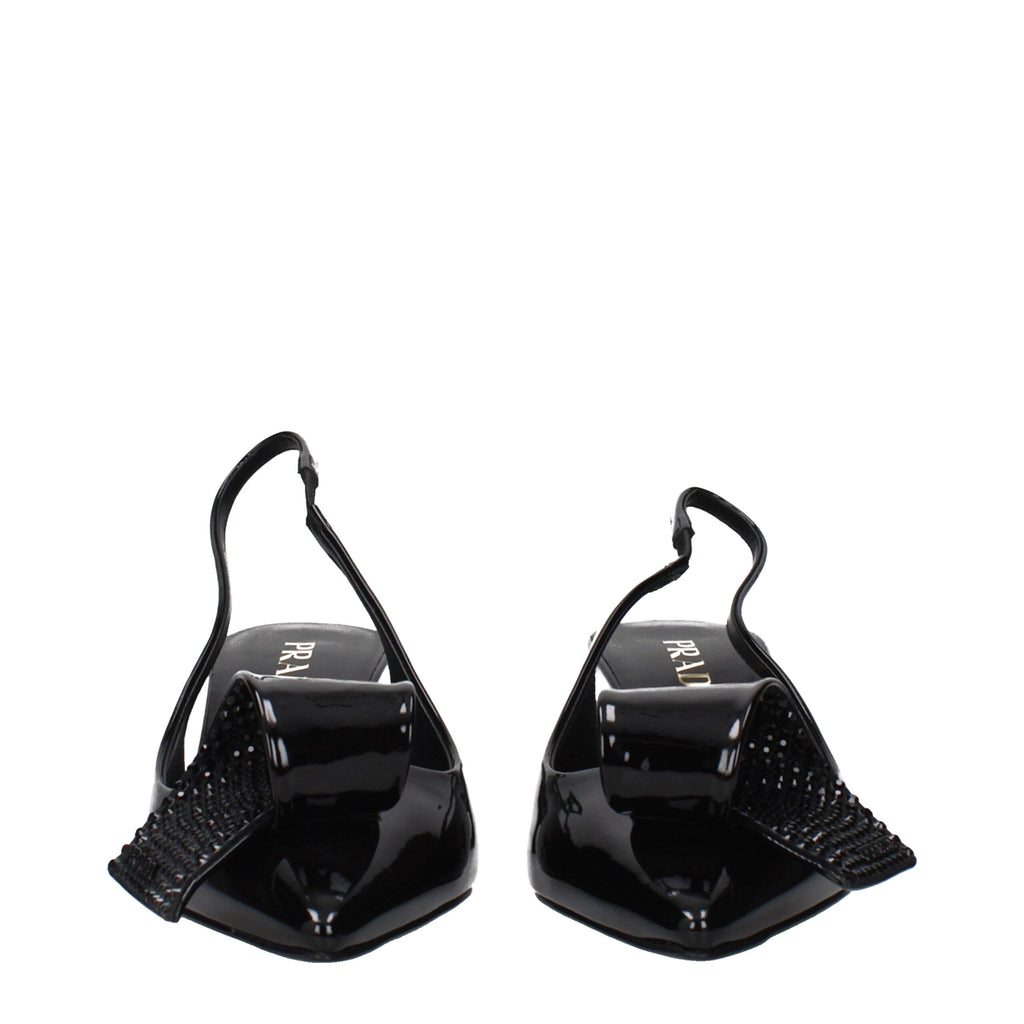 Prada Schwarze Leder-Stiletto-Sandalen