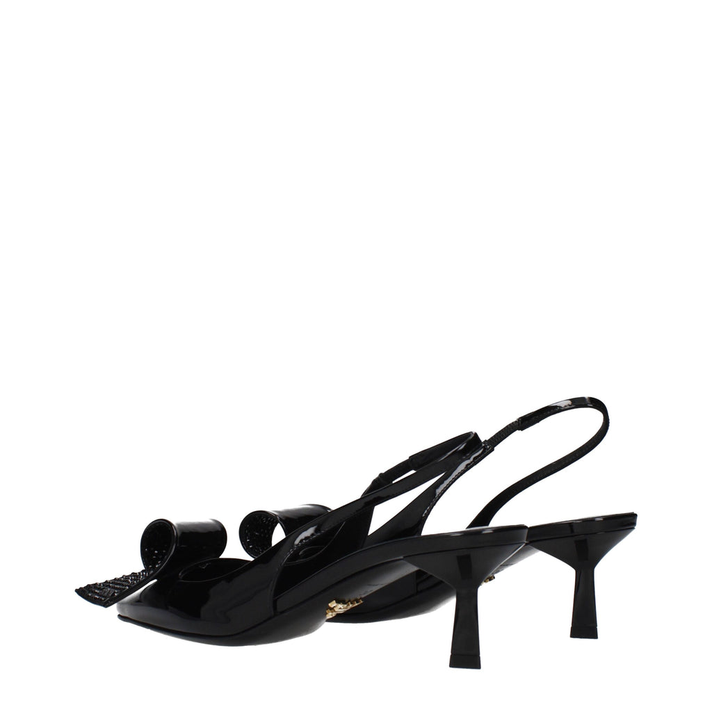Prada Schwarze Leder-Stiletto-Sandalen