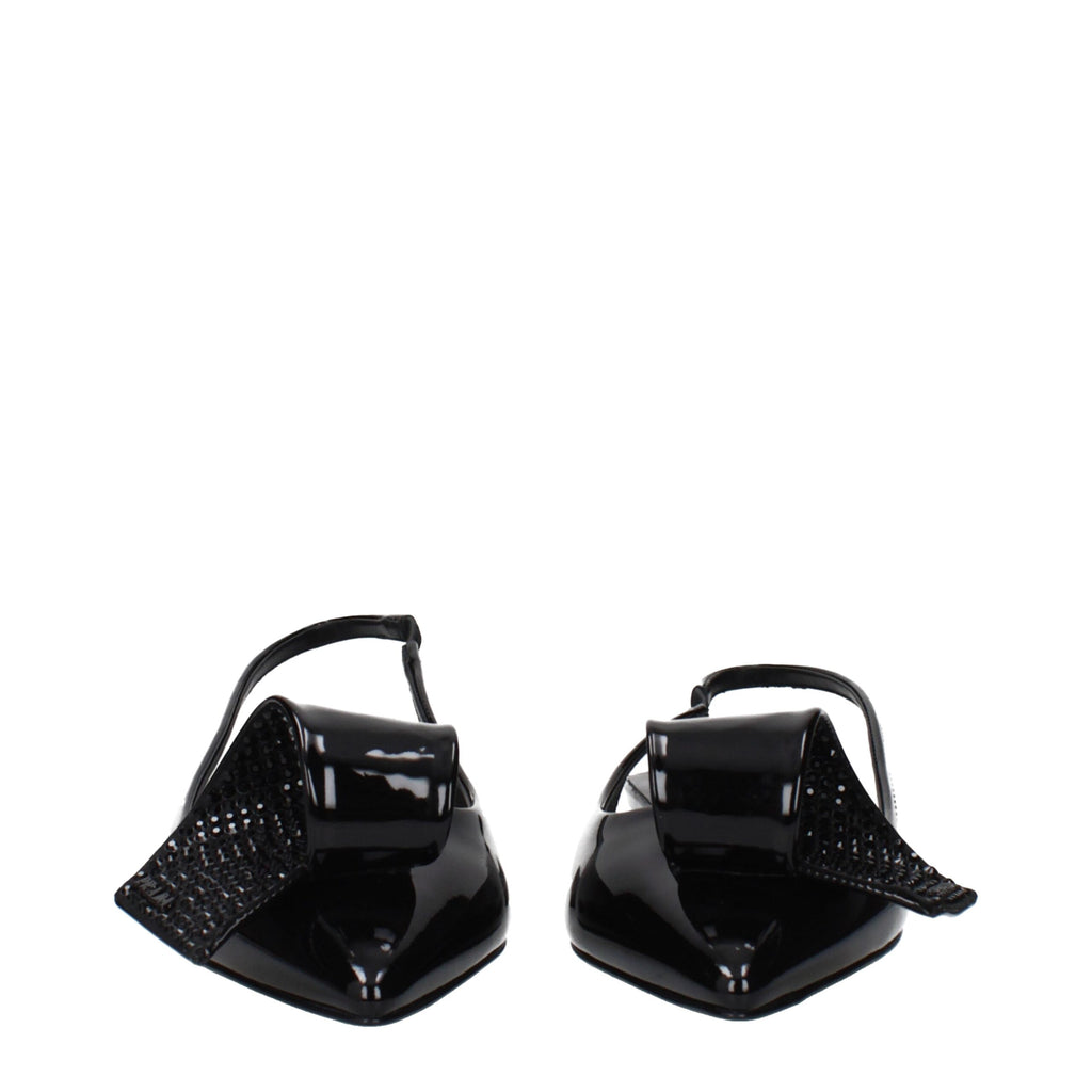 Prada Schwarze flache Sandalen aus Leder