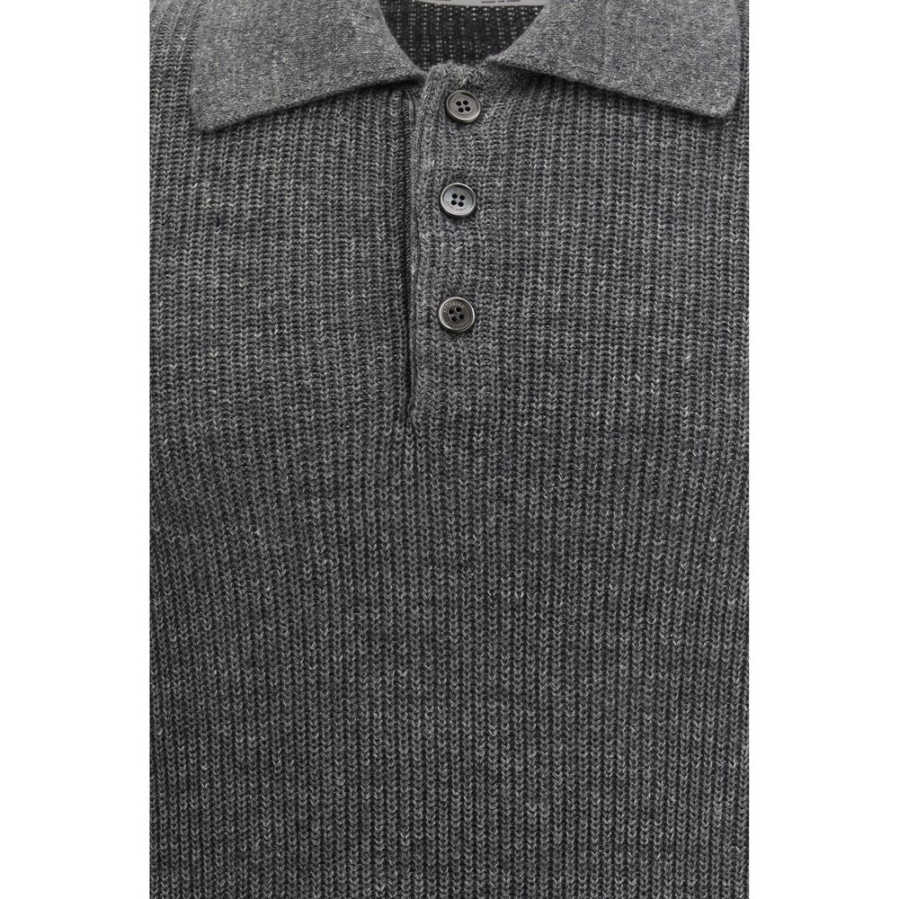 Brunello Cucinelli Grey Cotton Polo Shirt