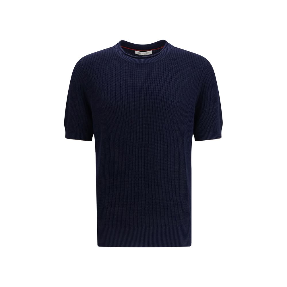 Brunello Cucinelli Blaues Leinen-T-Shirt