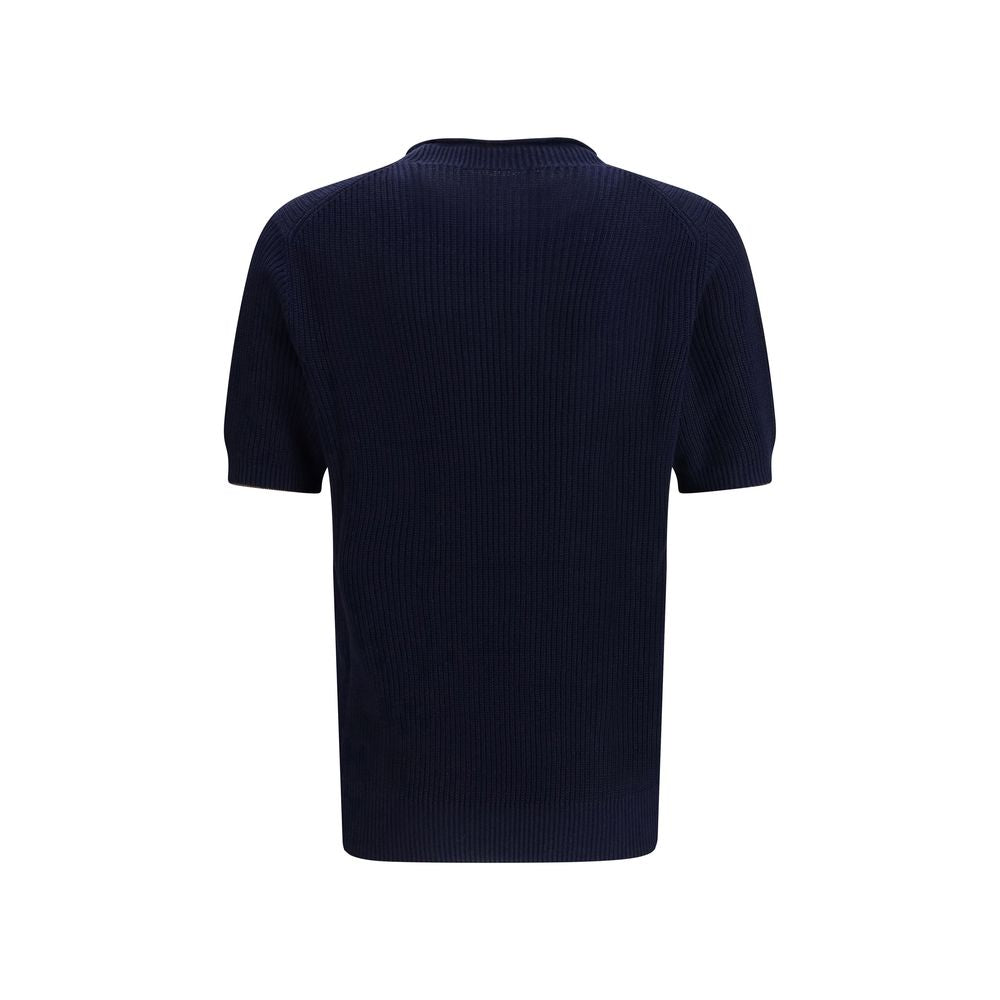 Brunello Cucinelli Blaues Leinen-T-Shirt