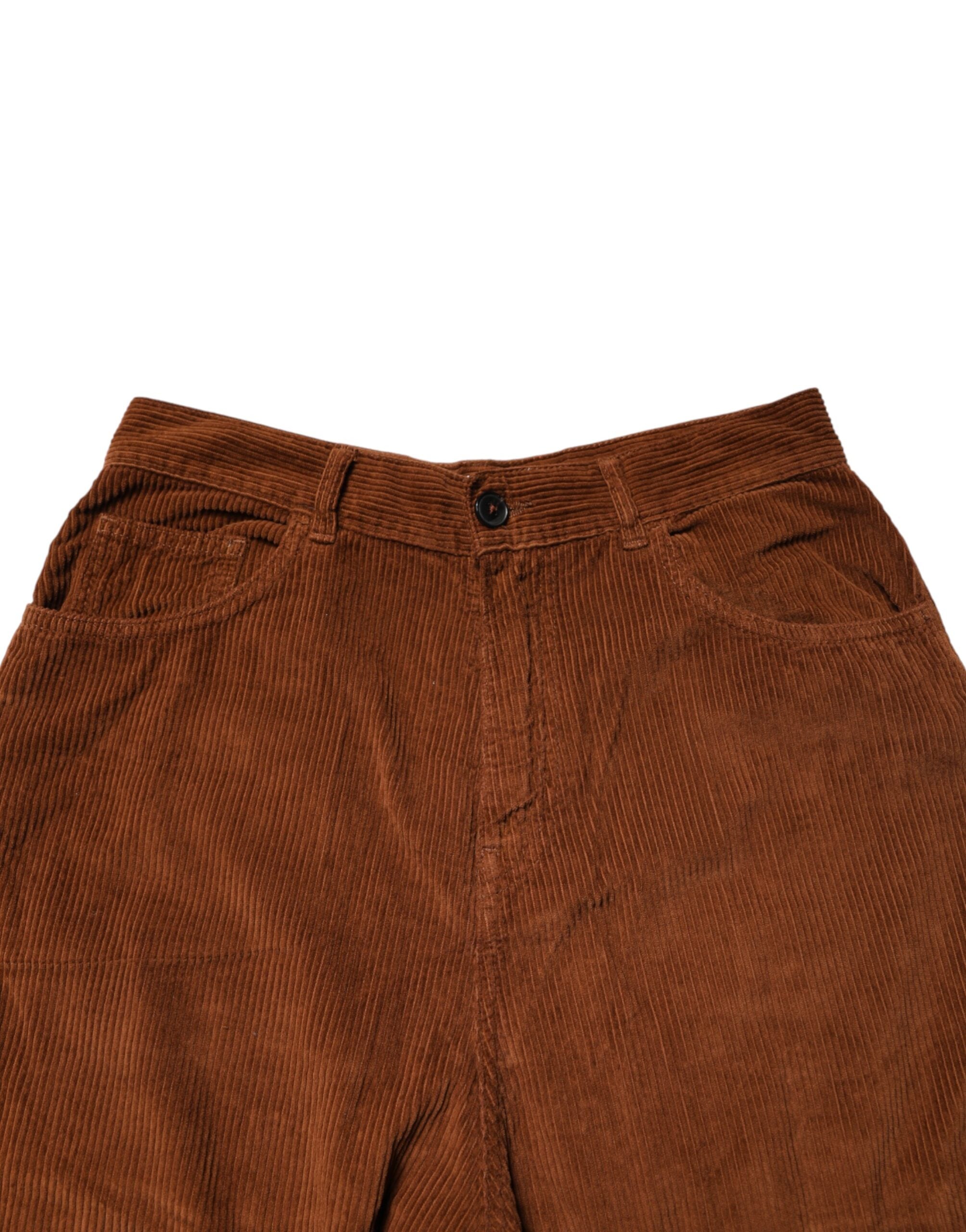 Jucca Braune Cord-Jeans mit weitem Bein und hoher Taille
