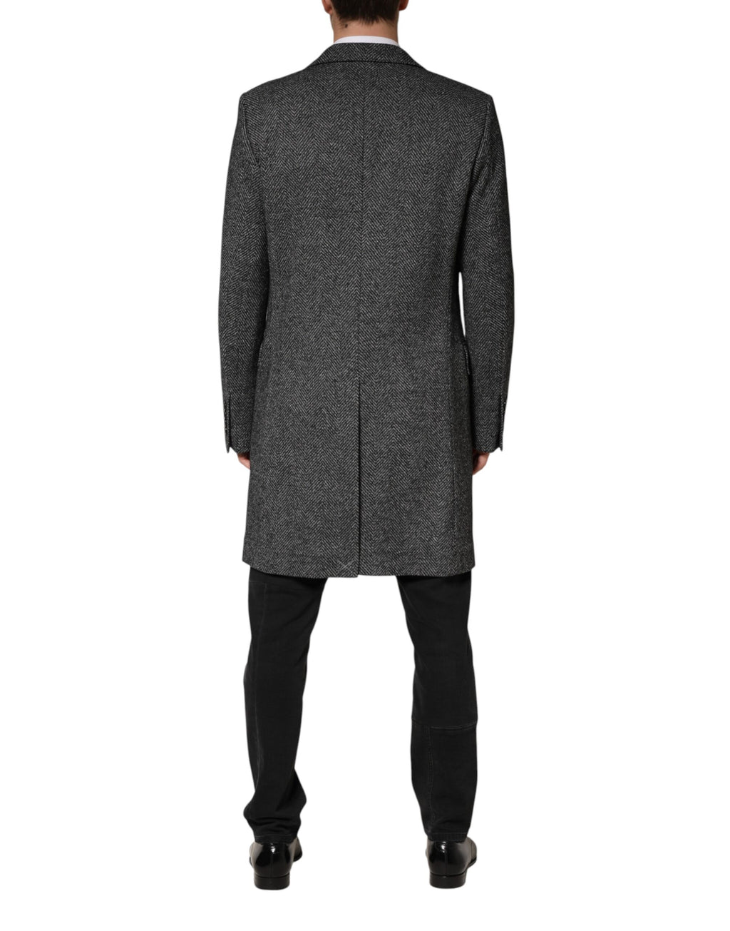 Dolce & Gabbana Grey Wool Blend Long Trench Coat Men's Jacket