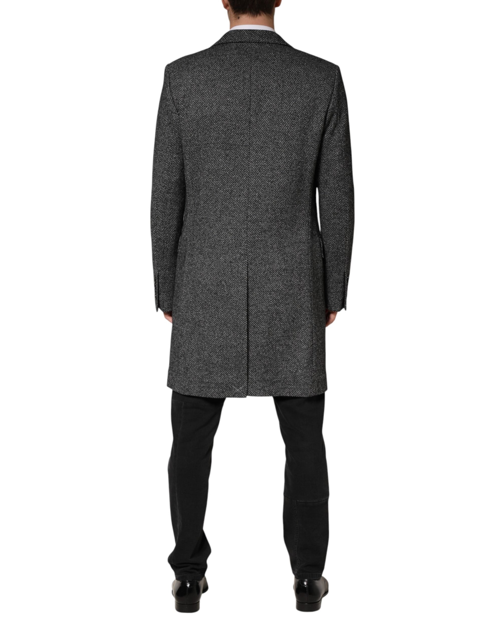 Dolce & Gabbana Grey Wool Blend Long Trench Coat Men's Jacket