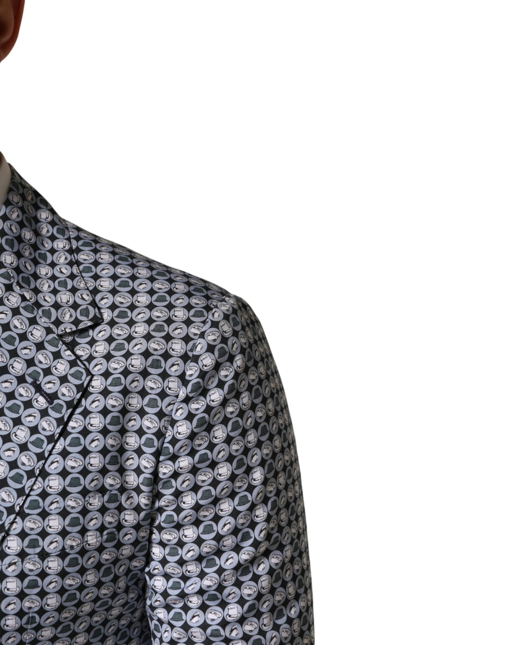 Dolce & Gabbana Blauer Baumwoll-Sakko mit Muster, einreihig